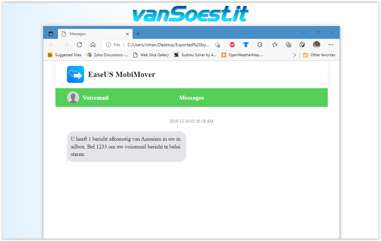 EaseUS MobiMover Free: HTML view of your iMessages. Nicely formatted!